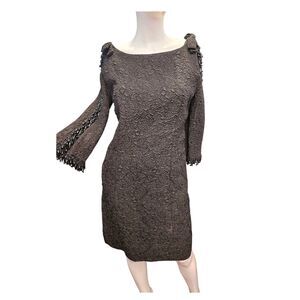 Victoria Royal Ltd Vintage 60's Black Beaded Evening Cocktail Dress Womens size